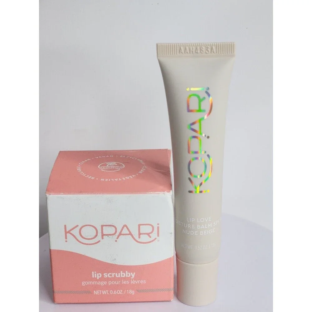 Kopari Duo Lip Scrubby 18g & Lip Love Balm Spf 30 Nude Biege 8/27 msrp$44